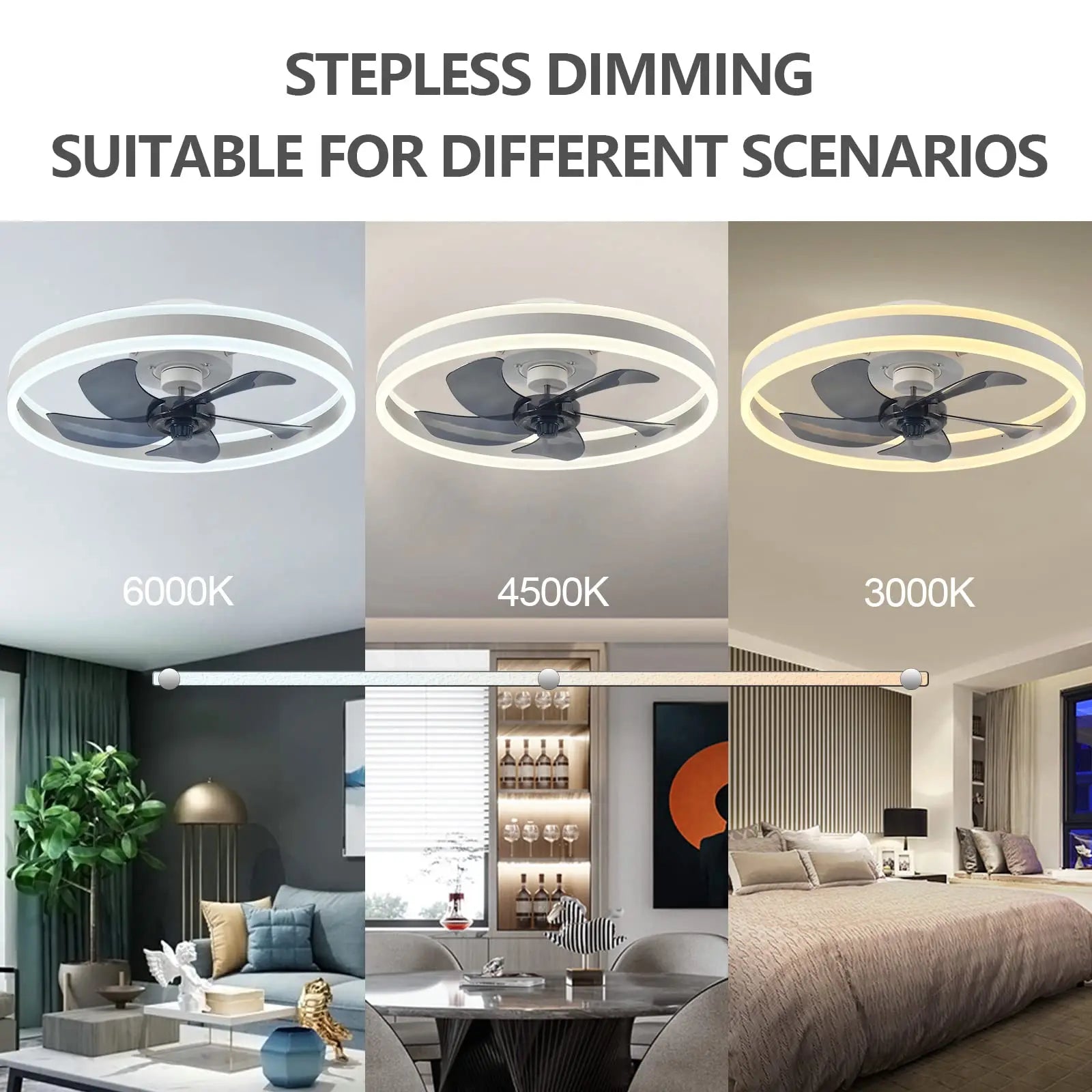 Ventilador de techo con control remoto inteligente e iluminación LED