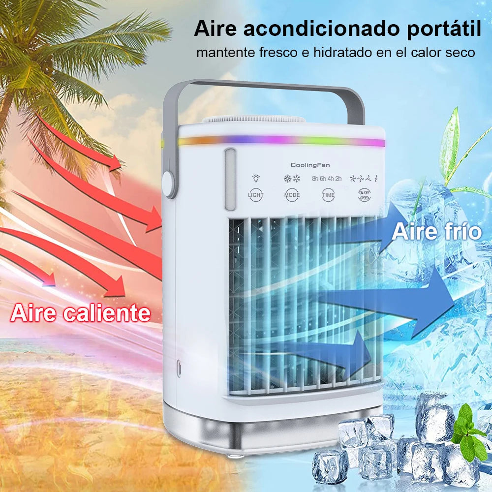 Ventilador de refrigeración de aire de agua helada con humidificador portátil