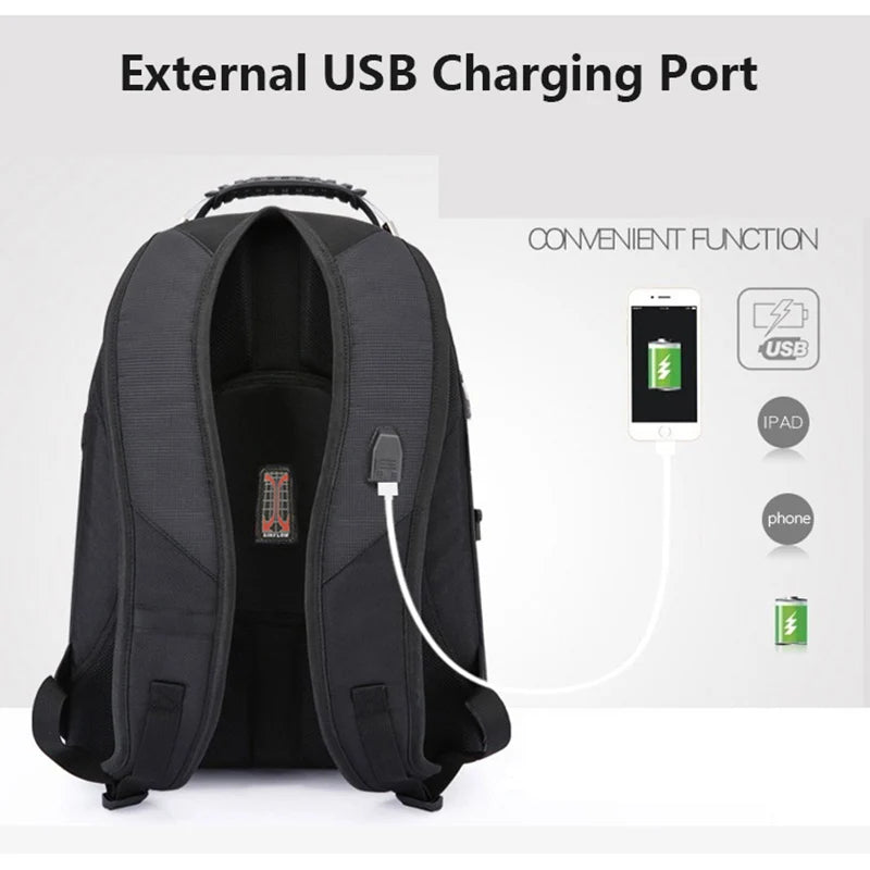 Mochila impermeable con múltiples compartimentos y puerto de carga USB