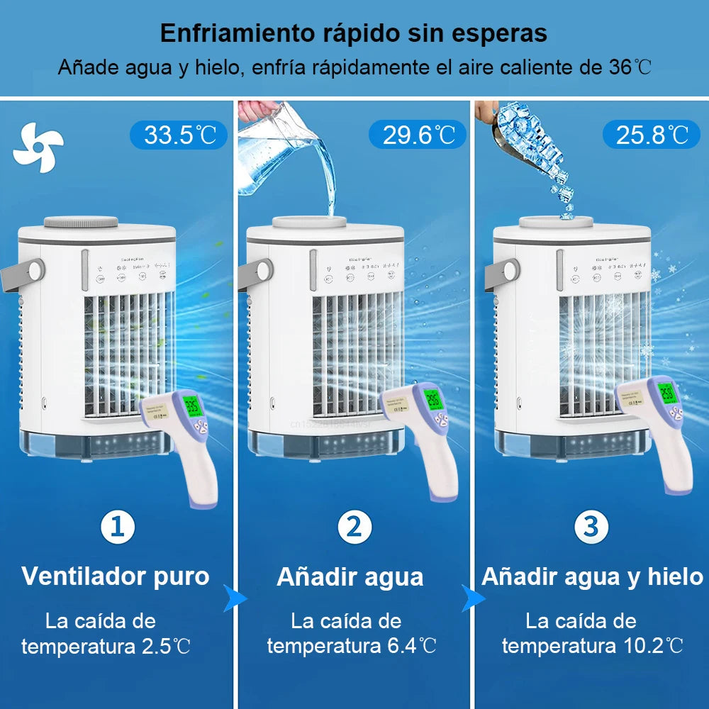 Ventilador de refrigeración de aire de agua helada con humidificador portátil